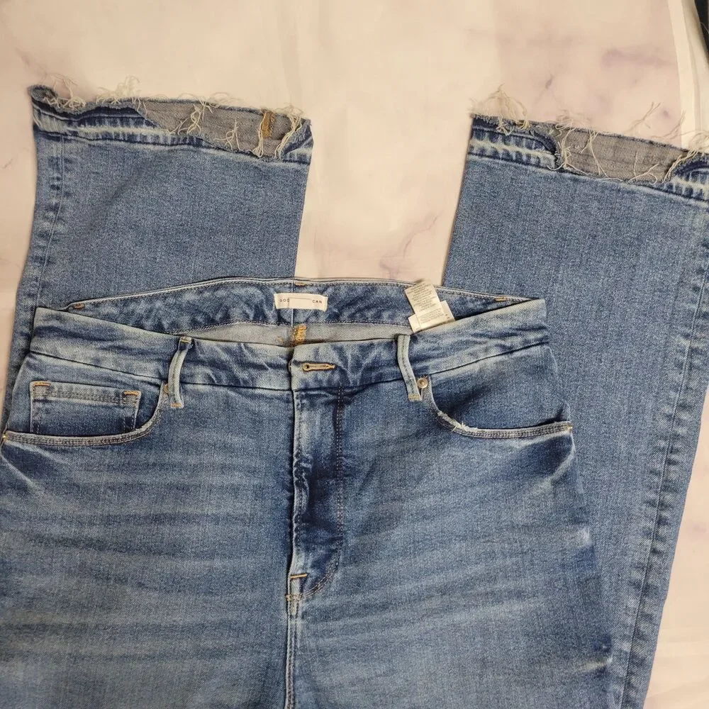 Good American Soft-tech Good Classic Slim Bootcut Denim Jeans - Picture 2 of 6